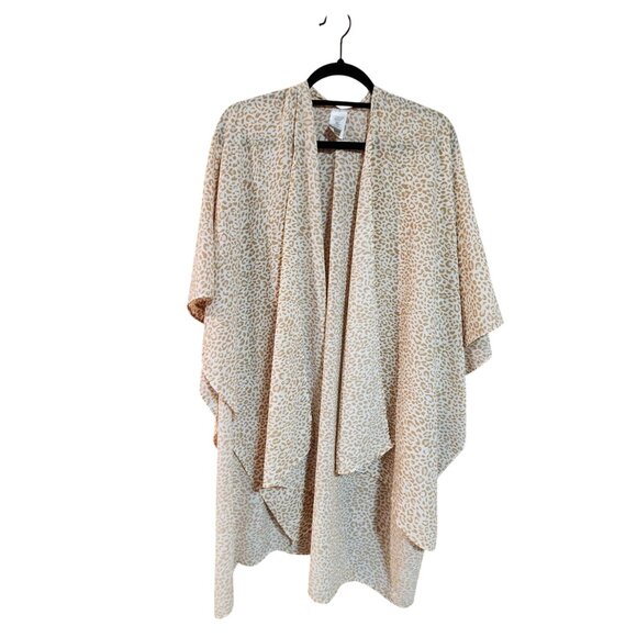Leopard Print Lightweight Kimono Cardigan One Size Polyester/Spandex Womens Open - Picture 1 of 3